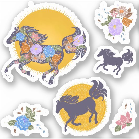 Stickers Silhouette_Purple Horse Floral Pack (Devant)