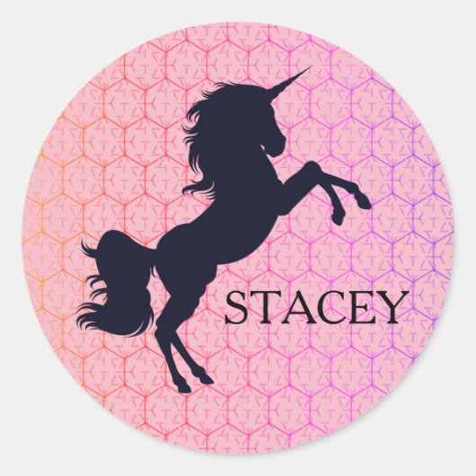 Stickers Silhouette rose couleur Unicorne Nom pers (Devant)