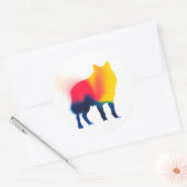 Stickers Silhouette Wolf Peinture Spray coloré (Enveloppe)