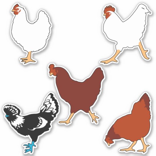 Stickers Silhouettes simples de poulet (Devant)