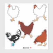Stickers Silhouettes simples de poulet (Feuille)
