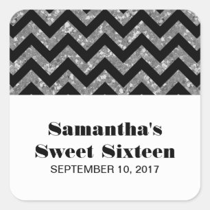 Stickers Silver Chevron Parties scintillant Sweet 