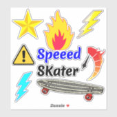Stickers Skateboard de vitesse de feu (Skate Desig (Feuille)