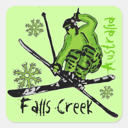 stickers ski à thème vert Falls Creek Australie (Devant)