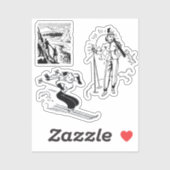 Stickers ski vintage/rétros (Feuille)
