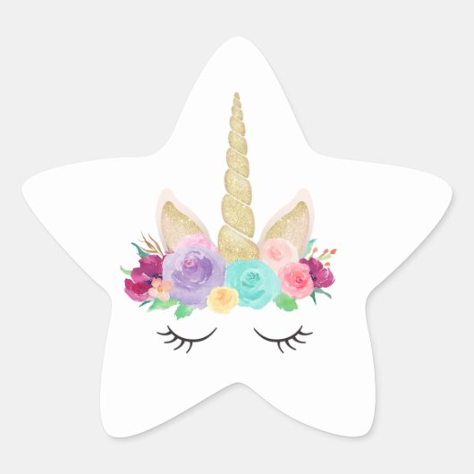 Stickers Sleepy Unicorn Birthday Baby shower Star (Devant)