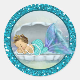 Stickers Sm Rond Enveloppe Sirène Bébé 130