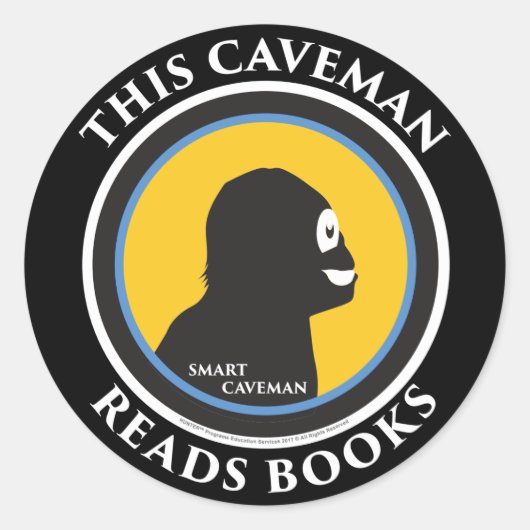 Stickers Smart Caveman : Ce Caveman Lit Des Livres (Devant)