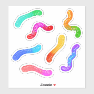 Stickers-Snoepwormen-Regenboogkleurige snoepjes Sticker
