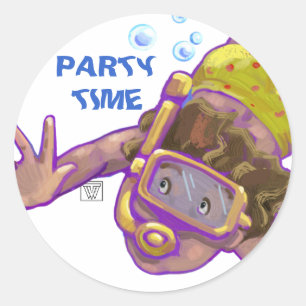 Stickers Snorkeling Boy Party temps personnalisabl