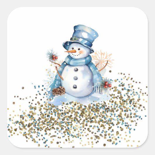 Stickers Snowman bleu et or (Devant)