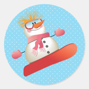 Stickers Snowman Snowboard 3 pouces (feuille de 6)