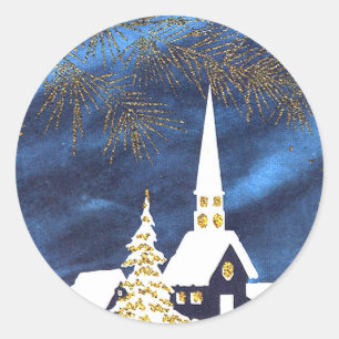 Stickers Snowy Christmas Church Amen