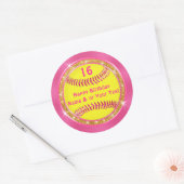 Stickers Softball Anniversaire Rose et Or (Enveloppe)