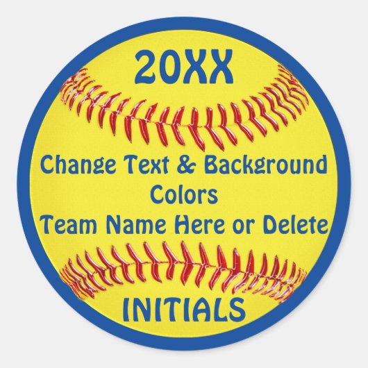 Stickers Softball pas cher avec vos COULEURS et TE (Devant)