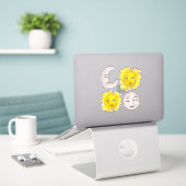 Stickers Soleil et Lune souriants (Ordinateur portable sur le bureau)