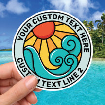 Stickers Soleil et Surf personnalisés - Souvenir d