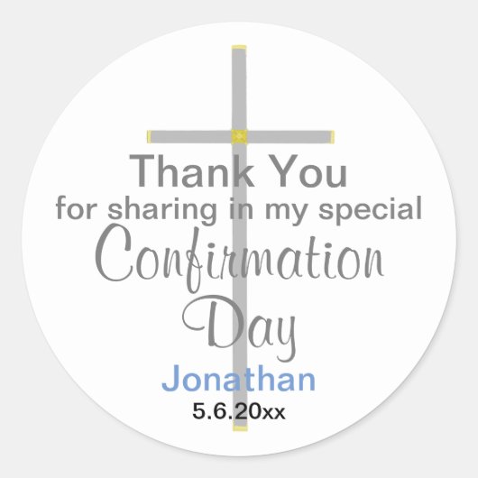 Stickers Son Merci rond de confirmation (Devant)