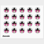 Stickers Sorcière Kawaii Pink Haired (Feuille)