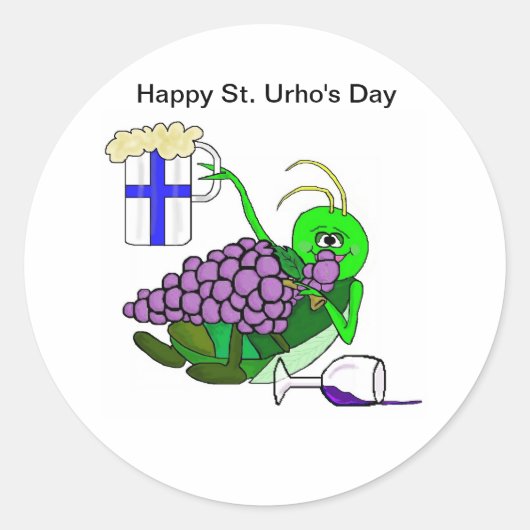 Stickers St. Urho's Day avec Grasshopper ivre (Devant)