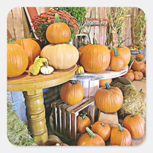 Stickers Stand citrouille Halloween d'automne