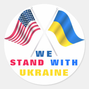 Stickers Stand With Ukraine USA and Ukraine Flags