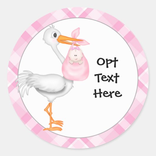 Stickers Stork & Baby Girl (Devant)