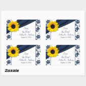Stickers Sunflower Navy Blue White Mariage damassé (Feuille)