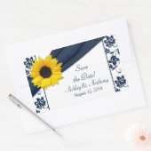 Stickers Sunflower Navy Blue White Mariage damassé (Enveloppe)
