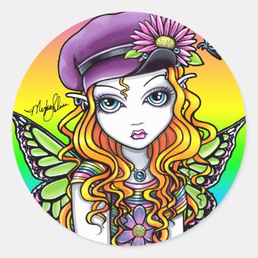 Stickers "Sunny" Cute arc-en-ciel papillon fée (Devant)