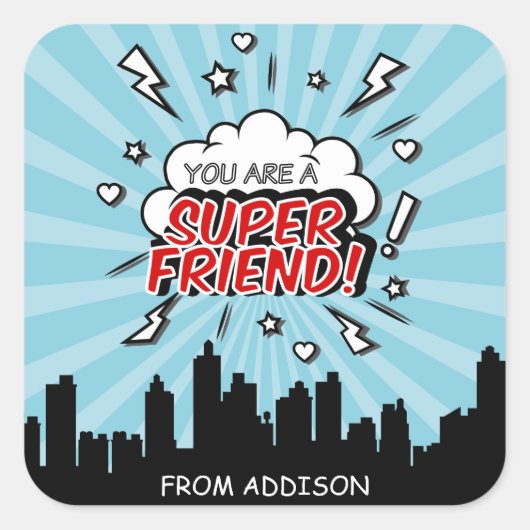 Stickers Super hero Friend Comic Valentine (Devant)