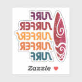 Stickers surf Surfer Rétro Inverti Texte (Feuille)