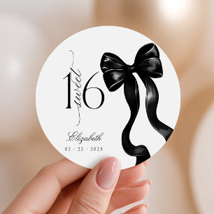 Stickers Sweet 16 Black Bow Party