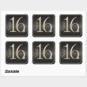 Stickers Sweet 16 Black/Gold Metallic Look (Feuille)