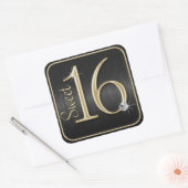 Stickers Sweet 16 Black/Gold Metallic Look (Enveloppe)