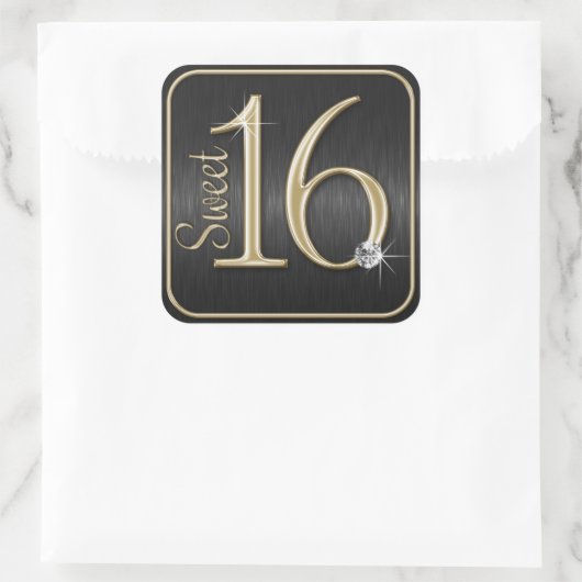 Stickers Sweet 16 Black/Gold Metallic Look (Sac)