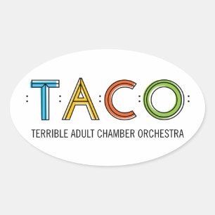 Stickers TACO ovale de 4,5 po x 2,7 po (4), brilla
