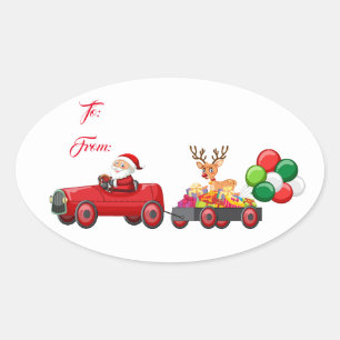 Stickers Tag Oval Père Noël
