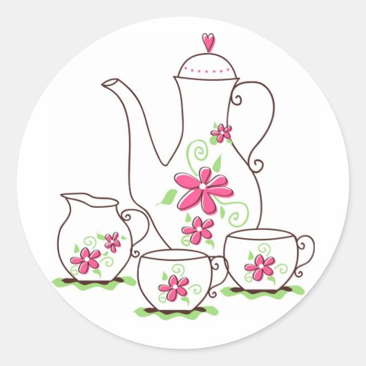 Stickers Tea Set Fleurs Roses (Devant)