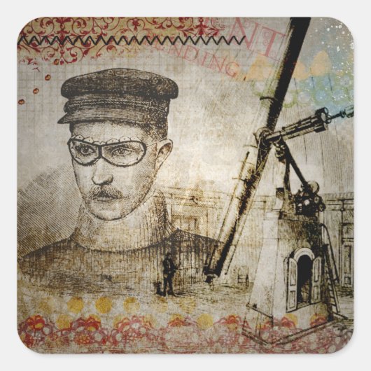 Stickers télescopiques Steampunk Inventeur scienti (Devant)