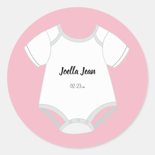Stickers tenue bébé avec nom bébé date d'échéance  (Devant)