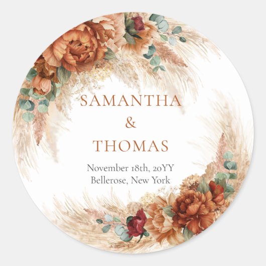 Stickers Terracotta burgundy eucalyptus et pampas (Devant)