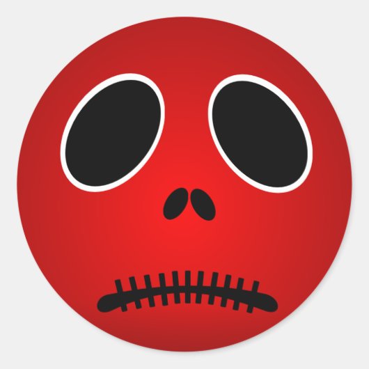 Stickers Tête Triste D'Halloween Rouge (Devant)