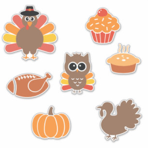 Stickers Thanksgiving Turquie et Trimmings