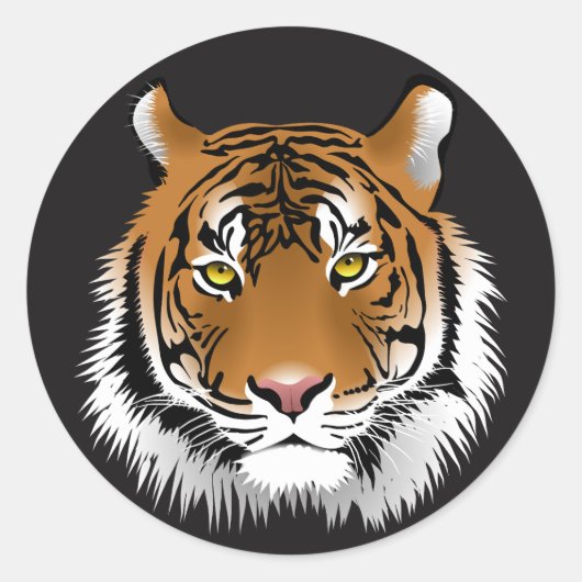 Stickers Tiger Face Illustrant rond brillant (Devant)
