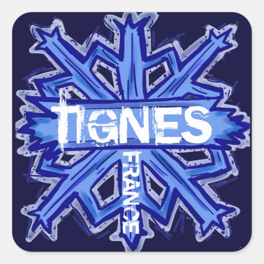 stickers Tignes France blue snowflake (Devant)