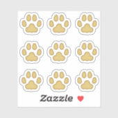 Stickers Tiny Cat Empreintes de pattes Tan Animal (Feuille)