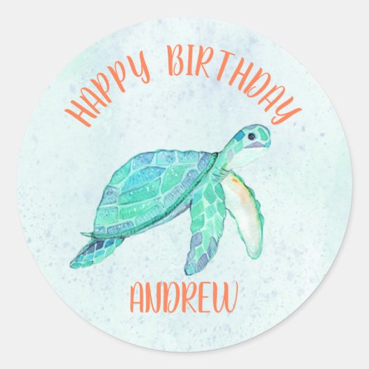 Stickers Tortue de mer | Thème de fête d'anniversa (Devant)