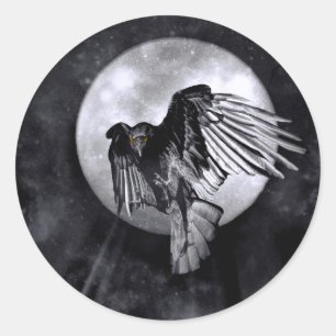 Stickers Totem animal de la lune de corbeau gothiq