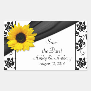Stickers Tournesol noir blanc Mariage damassé